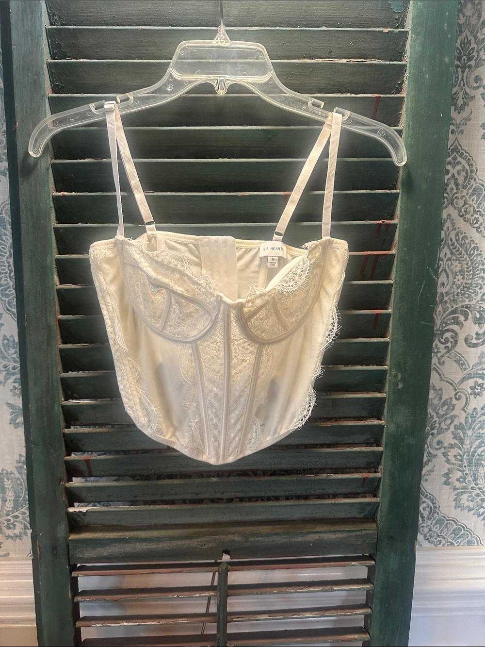 La Hearts Ivory Lace Bustier Top